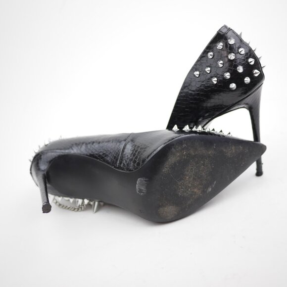 STEVE MADDEN Women's 10 Black stiletto high heels closed toe pump silver studded - Picture 9 of 13
